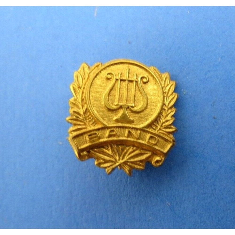 Vintage 60s Band Gold Color Pin School Award Charm Marching Band Lyre